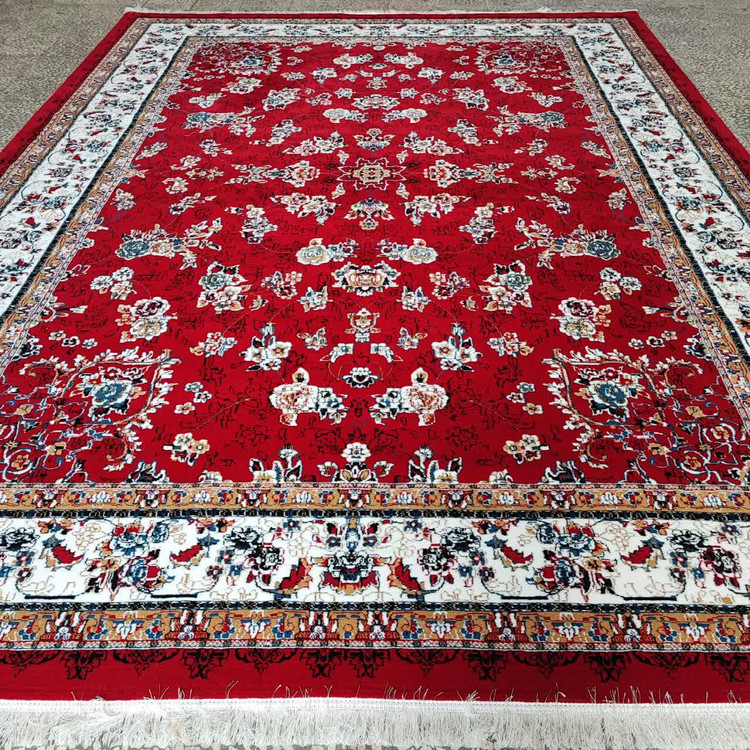 فرش گیلدا لاکی 500 شانه، طرحهای هنری و رنگ لاکی خاص، مناسب برای اضافه کردن زیبایی به دکوراسیون خانه با جنس نخ پلی استر