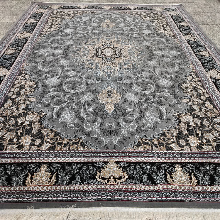 تصویر نمای کامل فرش آیلین طوسی 500 شانه از بالا