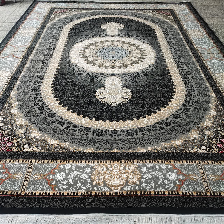 فرش صدرا مشکی 500 شانه تراکم 1500 با طراحی منحصر به فرد و رنگ مشکی، ایدهآل برای ایجاد فضایی آرامشبخش و لوکس در منزل.
