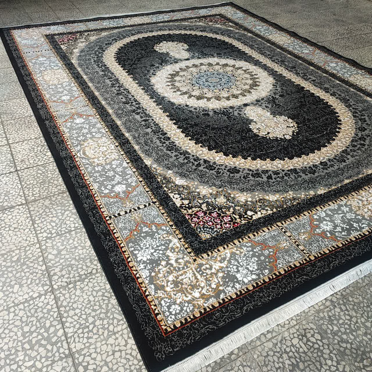 فرش صدرا مشکی با شانه 500 و تراکم 1500، رنگ مشکی و طرحهای جذاب که به راحتی با هر نوع دکوراسیون منزل هماهنگ میشود