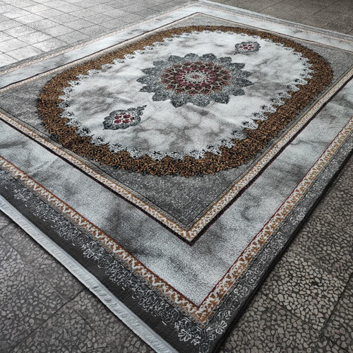 نقش و طرح خاص فرش مرمر صدفی 500 شانه با رنگ صدفی در کنار تراکم 1500، انتخابی شیک برای فضای نشیمن و پذیرایی. خرید آنلاین از سایت فرش موسوی."