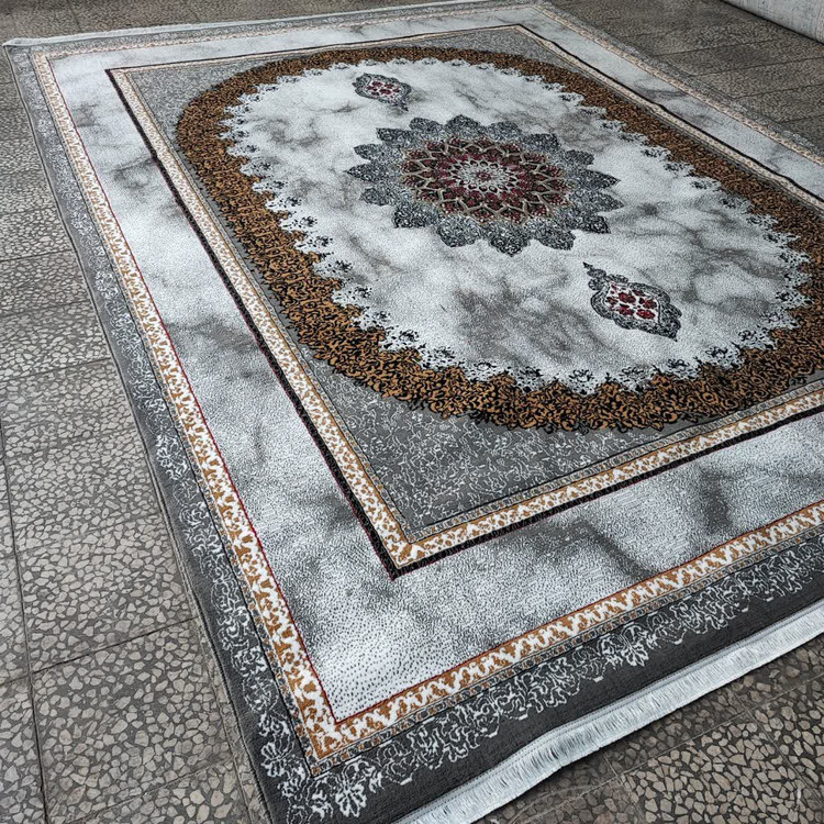 فرش مرمر صدفی 500 شانه تراکم 1500 با طراحی لوکس و رنگ صدفی که جلوهای خاص به دکوراسیون شما میبخشد. فرش با نخ پلی استر برای دوام بیشتر