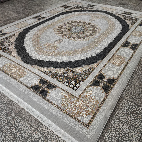 فرش 500 شانه صدرا نقره ای طلاکوب