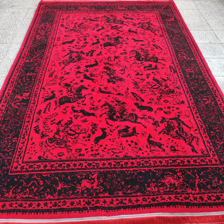 فرش 500 شانه لاکی طرح شکارگاه