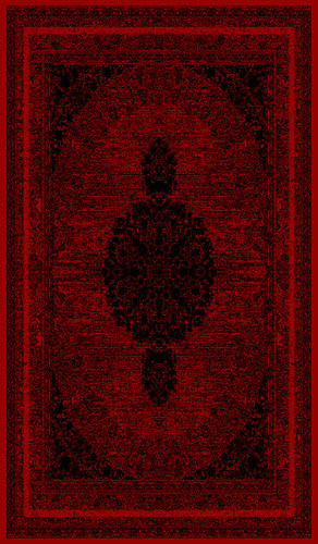 جزئیات نقش و نگار حاشیه فرش لاکی رنگ گلاب با طراحی کلاسیک ایرانی و نخ پلیاستر