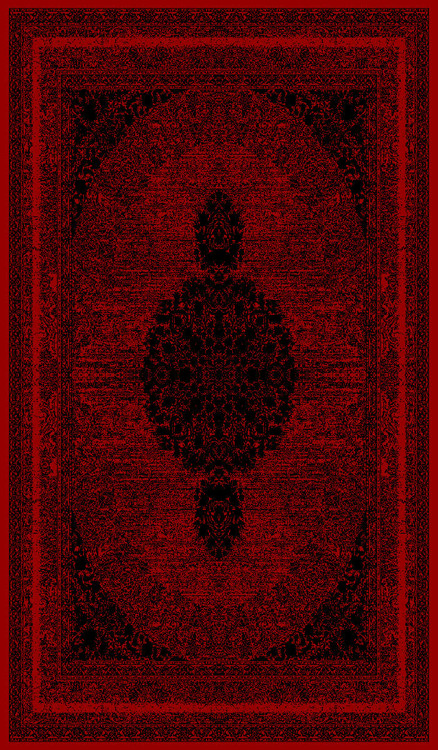 جزئیات نقش و نگار حاشیه فرش لاکی رنگ گلاب با طراحی کلاسیک ایرانی و نخ پلیاستر